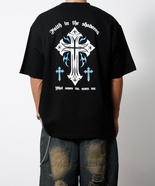 NYLAUS(ナイラス)の「【NYS】オーバーサイズ クロス 半袖Tシャツ ロゴTシャツ(Tシャツ/カットソー・メンズ・ブラック系その他/ブラック/ホワイト・L/M)」の15枚目の写真