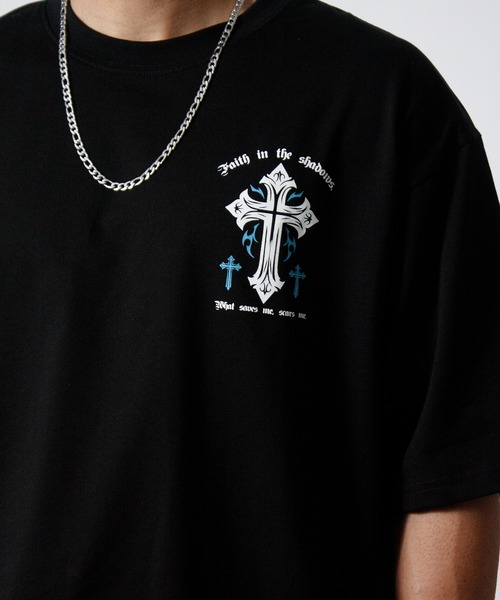 NYLAUS(ナイラス)の「【NYS】オーバーサイズ クロス 半袖Tシャツ ロゴTシャツ(Tシャツ/カットソー・メンズ・ブラック系その他/ブラック/ホワイト・L/M)」の20枚目の写真