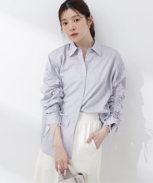 a/mie（アミー）の「＜ａ＞ドロストスリーブシャツ / 1216119400（シャツ/ブラウス・レディース・グレー/ブルー/ホワイト・FREE）」の3枚目の写真