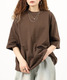 MN+LA STRIPED PIQUE MOCKNECK TEE ストライプモックネック半袖Tシャツ