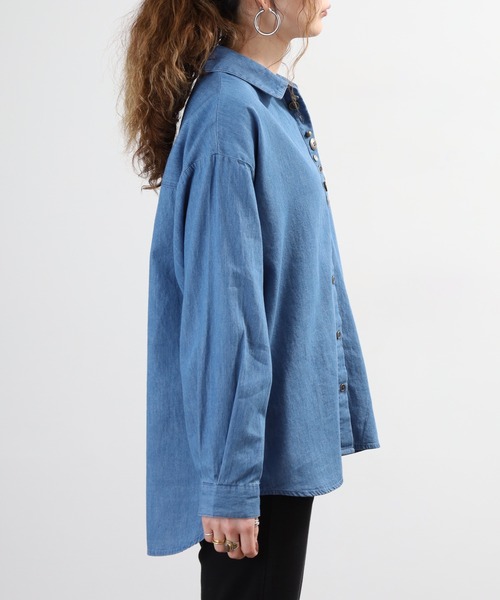 Quelle Chance(ケルシャンス)の「多釦 キャットシャツ 長袖(シャツ/ブラウス・レディース・ブルー/ネイビー・M/L)」の18枚目の写真