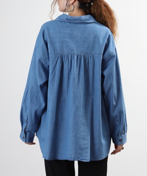 Quelle Chance(ケルシャンス)の「多釦 キャットシャツ 長袖(シャツ/ブラウス・レディース・ブルー/ネイビー・M/L)」の19枚目の写真