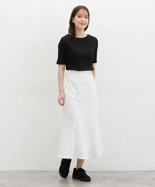 Honeys（ハニーズ）の「【ＵＶカット】半袖ボートネックＴシャツ（Tシャツ/カットソー・レディース・ネイビー/ベージュ/モカ/ブラック/ブルーグリーン/オフホワイト・L/LL/S/M）」の10枚目の写真