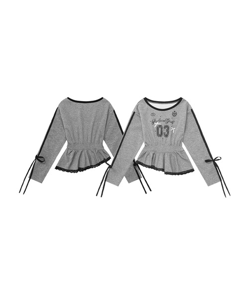 HOOK(フック)の「HOOK for girls リボン×ナンバーーリングロゴ ロンT(Tシャツ/カットソー・レディース・グレー/ブラック/ホワイト・M)」の6枚目の写真