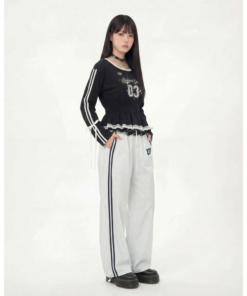 HOOK(フック)の「HOOK for girls リボン×ナンバーーリングロゴ ロンT(Tシャツ/カットソー・レディース・グレー/ブラック/ホワイト・M)」の14枚目の写真