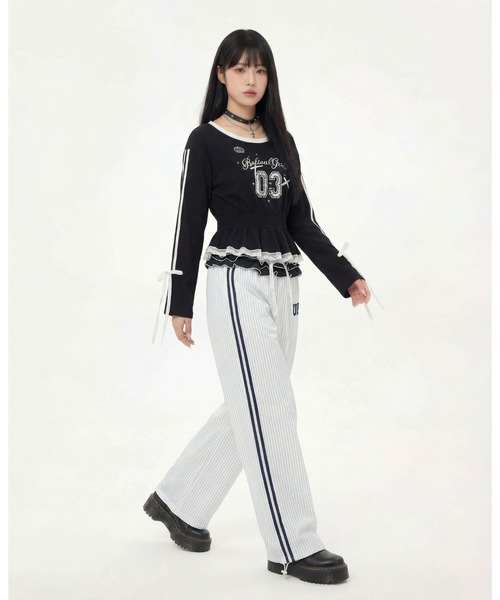 HOOK(フック)の「HOOK for girls リボン×ナンバーーリングロゴ ロンT(Tシャツ/カットソー・レディース・グレー/ブラック/ホワイト・M)」の16枚目の写真