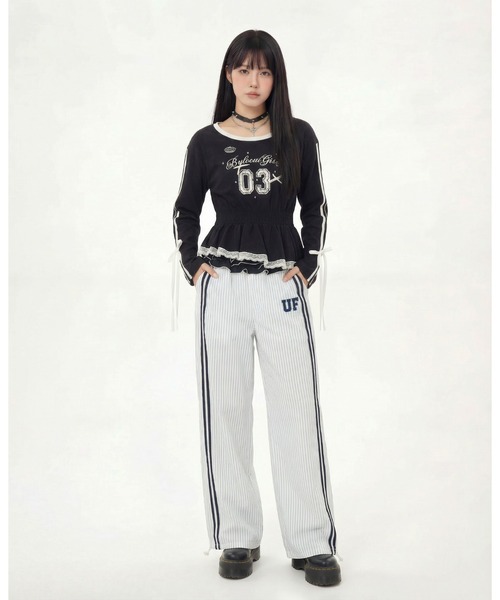 HOOK(フック)の「HOOK for girls リボン×ナンバーーリングロゴ ロンT(Tシャツ/カットソー・レディース・グレー/ブラック/ホワイト・M)」の17枚目の写真