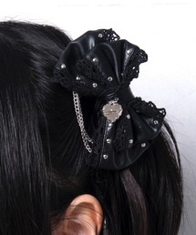 スタッズレザースリムリボン（バレッタ/ヘアクリップ）｜mine by