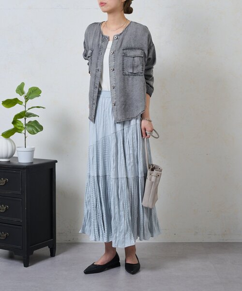 Jena espace merveilleux（ジェナ　エスパスメルヴェイユ）の「テンセルデニムジャケット（ベスト・レディース・グレー/ブルー・FREE）」の9枚目の写真