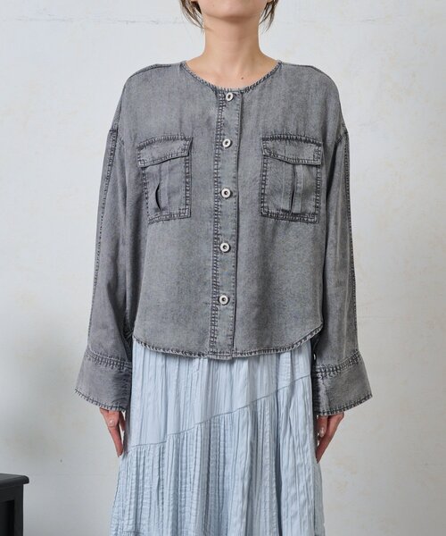 Jena espace merveilleux（ジェナ　エスパスメルヴェイユ）の「テンセルデニムジャケット（ベスト・レディース・グレー/ブルー・FREE）」の13枚目の写真