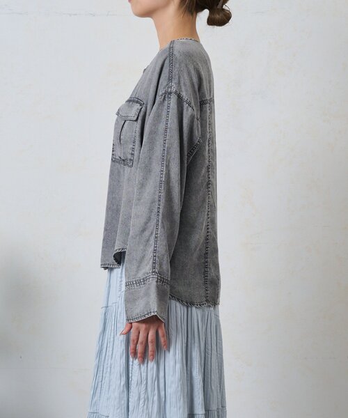 Jena espace merveilleux（ジェナ　エスパスメルヴェイユ）の「テンセルデニムジャケット（ベスト・レディース・グレー/ブルー・FREE）」の14枚目の写真