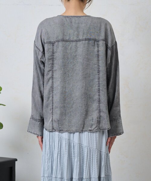 Jena espace merveilleux（ジェナ　エスパスメルヴェイユ）の「テンセルデニムジャケット（ベスト・レディース・グレー/ブルー・FREE）」の15枚目の写真