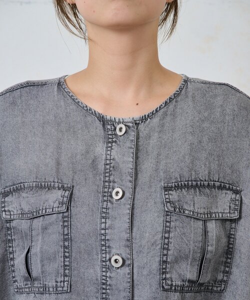 Jena espace merveilleux（ジェナ　エスパスメルヴェイユ）の「テンセルデニムジャケット（ベスト・レディース・グレー/ブルー・FREE）」の16枚目の写真
