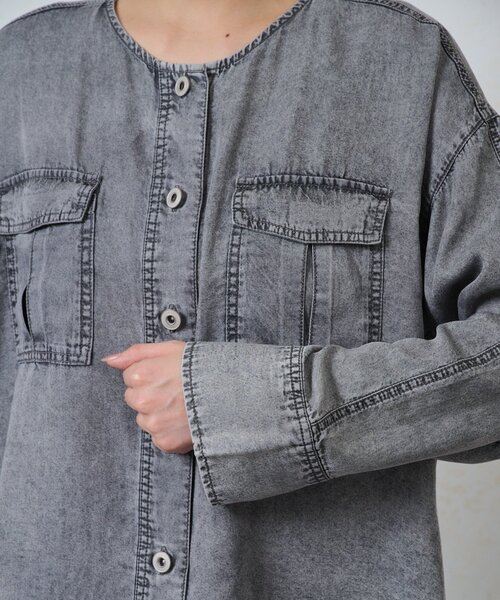 Jena espace merveilleux（ジェナ　エスパスメルヴェイユ）の「テンセルデニムジャケット（ベスト・レディース・グレー/ブルー・FREE）」の19枚目の写真