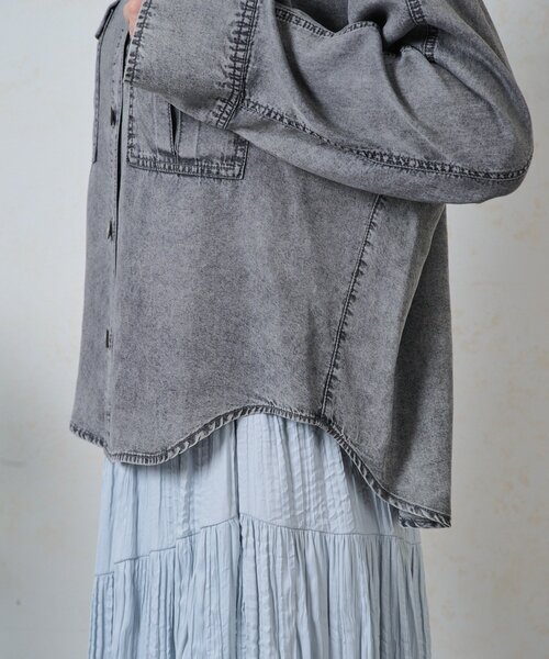 Jena espace merveilleux（ジェナ　エスパスメルヴェイユ）の「テンセルデニムジャケット（ベスト・レディース・グレー/ブルー・FREE）」の21枚目の写真