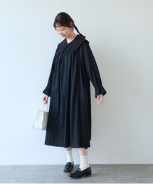 オリーブのキルティング衿 ワンピース