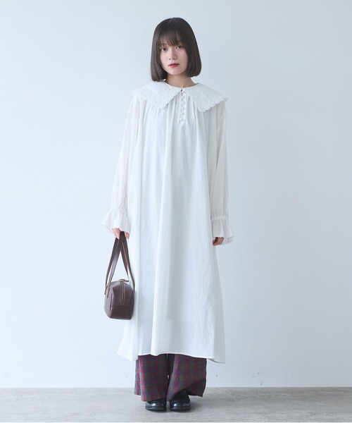 bulle de savon（ビュルデサボン）の「オリーブのキルティング衿 ワンピース（ワンピース・レディース・ホワイト・FREE）」の2枚目の写真