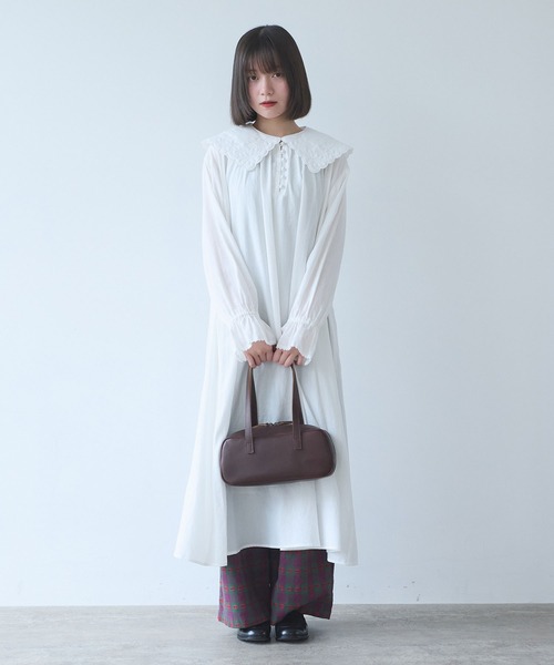bulle de savon（ビュルデサボン）の「オリーブのキルティング衿 ワンピース（ワンピース・レディース・ホワイト・FREE）」の3枚目の写真