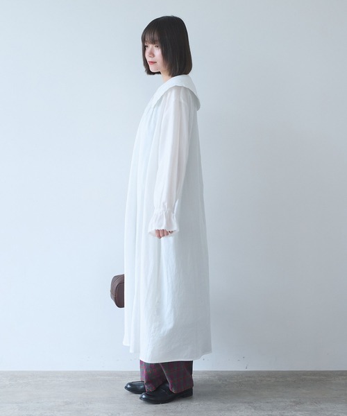 bulle de savon（ビュルデサボン）の「オリーブのキルティング衿 ワンピース（ワンピース・レディース・ホワイト・FREE）」の4枚目の写真