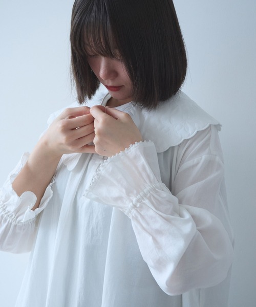 bulle de savon（ビュルデサボン）の「オリーブのキルティング衿 ワンピース（ワンピース・レディース・ホワイト・FREE）」の12枚目の写真
