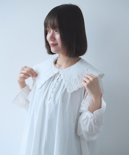 bulle de savon（ビュルデサボン）の「オリーブのキルティング衿 ワンピース（ワンピース・レディース・ホワイト・FREE）」の14枚目の写真