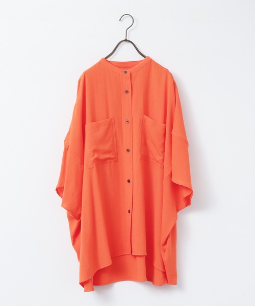 hunch(ハンチ)の「【接触冷感】麻レーヨン ドルマンオーバーシャツ(シャツ/ブラウス・レディース・オレンジ/カーキ/ブラック/アイボリー/ブラウン・FREE)」の16枚目の写真
