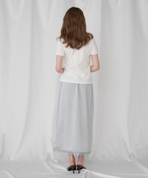 Unblend(アンブレンド)の「【Unblend】配色レース ヘンリーネック半袖Tシャツ(Tシャツ/カットソー・レディース・ブラック/ライトブルー/ピンク/杢グレー/オフホワイト・FREE)」の21枚目の写真