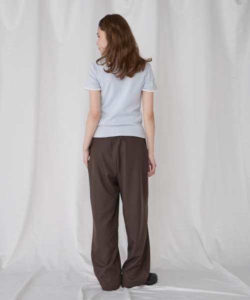 Unblend(アンブレンド)の「【Unblend】配色レース ヘンリーネック半袖Tシャツ(Tシャツ/カットソー・レディース・ブラック/ライトブルー/ピンク/杢グレー/オフホワイト・FREE)」の10枚目の写真