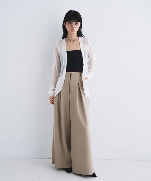 CODE A（コードエー）の「sheer jersey cardigan（カーディガン/ボレロ・レディース・チャコールグレー/ホワイト・00）」の11枚目の写真