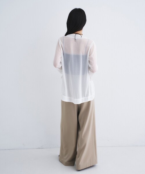CODE A（コードエー）の「sheer jersey cardigan（カーディガン/ボレロ・レディース・チャコールグレー/ホワイト・00）」の12枚目の写真