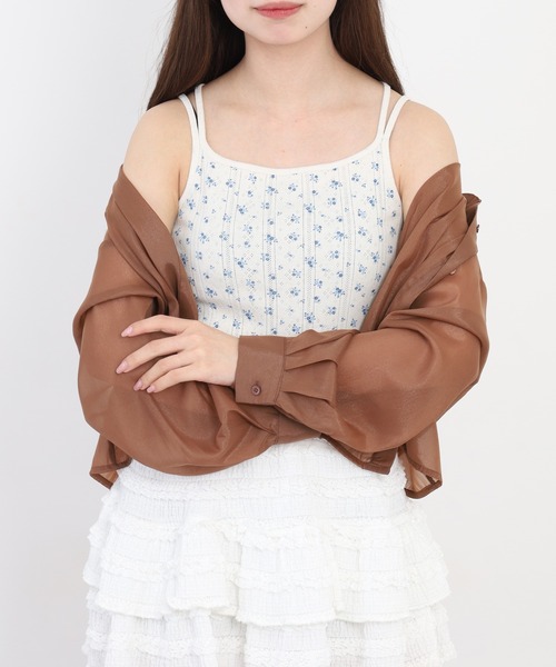 JEMORGAN(ジェーイーモーガン)の「JEMORGAN アイレットフライス花柄キャミソール(パック)(Tシャツ/カットソー・レディース・ブラック/ブルー/レッド・F)」の6枚目の写真