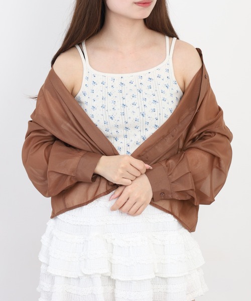 JEMORGAN(ジェーイーモーガン)の「JEMORGAN アイレットフライス花柄キャミソール(パック)(Tシャツ/カットソー・レディース・ブラック/ブルー/レッド・F)」の7枚目の写真