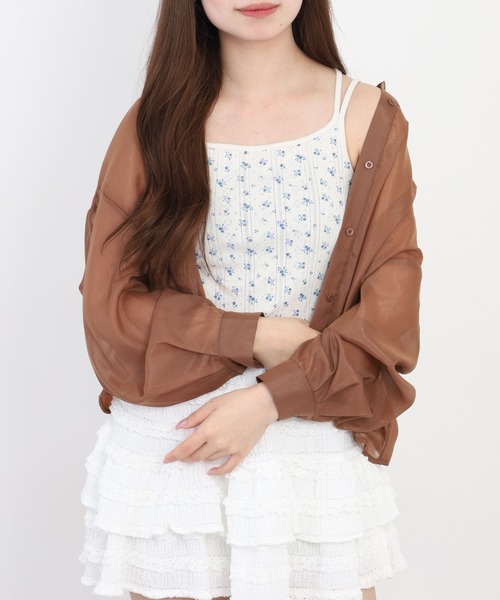 JEMORGAN(ジェーイーモーガン)の「JEMORGAN アイレットフライス花柄キャミソール(パック)(Tシャツ/カットソー・レディース・ブラック/ブルー/レッド・F)」の8枚目の写真