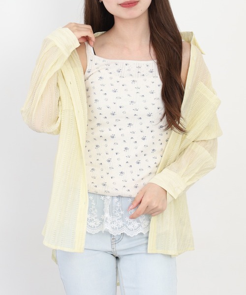 JEMORGAN(ジェーイーモーガン)の「JEMORGAN アイレットフライス花柄キャミソール(パック)(Tシャツ/カットソー・レディース・ブラック/ブルー/レッド・F)」の5枚目の写真