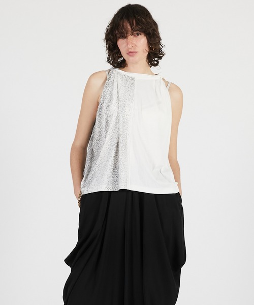 PRANK PROJECT（プランクプロジェクト）の「【2026Summer Pre-Order】ハーフプリントツイストトップ / Half Print Twist Top（Tシャツ/カットソー・レディース・ホワイト/ブラック・FREE）」の5枚目の写真