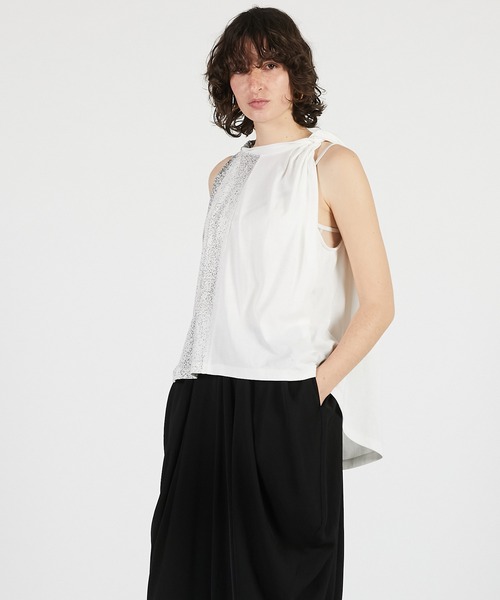 PRANK PROJECT（プランクプロジェクト）の「【2026Summer Pre-Order】ハーフプリントツイストトップ / Half Print Twist Top（Tシャツ/カットソー・レディース・ホワイト/ブラック・FREE）」の6枚目の写真