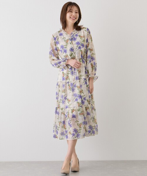 Jayro(ジャイロ)の「フリルネック花柄ワンピース(ワンピース・レディース・ホワイト系その他2・FREE)」の1枚目の写真