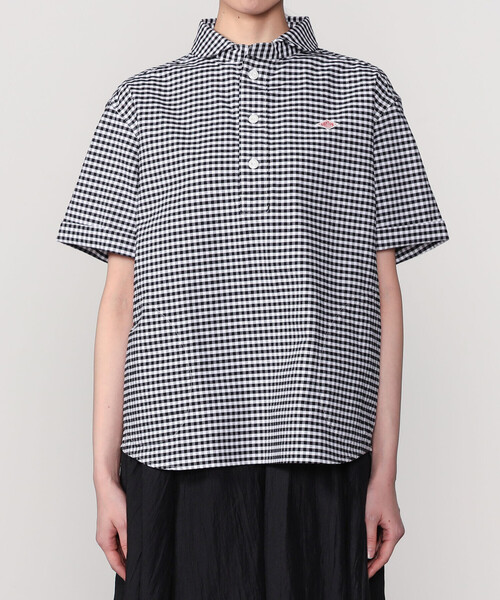 DANTON | オックスフォード 丸襟半袖プルオーバーシャツ PLAID WOMEN