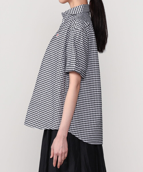 DANTON(ダントン)の「DANTON | オックスフォード 丸襟半袖プルオーバーシャツ PLAID WOMEN(シャツ/ブラウス・レディース・ブラック系その他・34/36/38)」の4枚目の写真