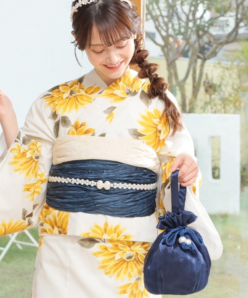 Honeys（ハニーズ）の「浴衣巾着（ワンハンドル）（和装小物・レディース・アイボリー系2/ネイビー/アイボリー系1/ブラック系1/ライトグレー・FREE）」の21枚目の写真