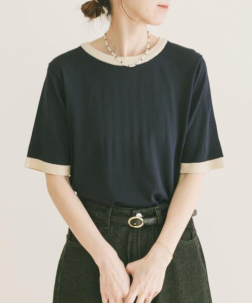 ITEMS URBANRESEARCH(アイテムズ アーバンリサーチ)の「マルチボーダー半袖ニット(ニット/セーター・レディース・ブラウン/ネイビー/ホワイト・FREE)」の3枚目の写真