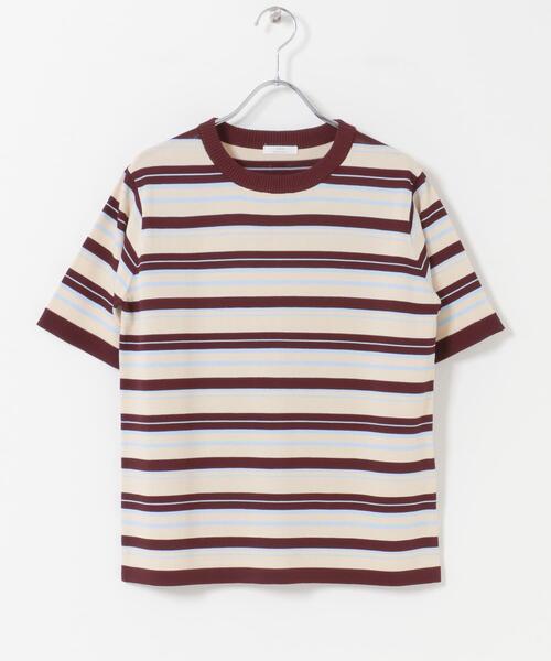 ITEMS URBANRESEARCH(アイテムズ アーバンリサーチ)の「マルチボーダー半袖ニット(ニット/セーター・レディース・ブラウン/ネイビー/ホワイト・FREE)」の14枚目の写真