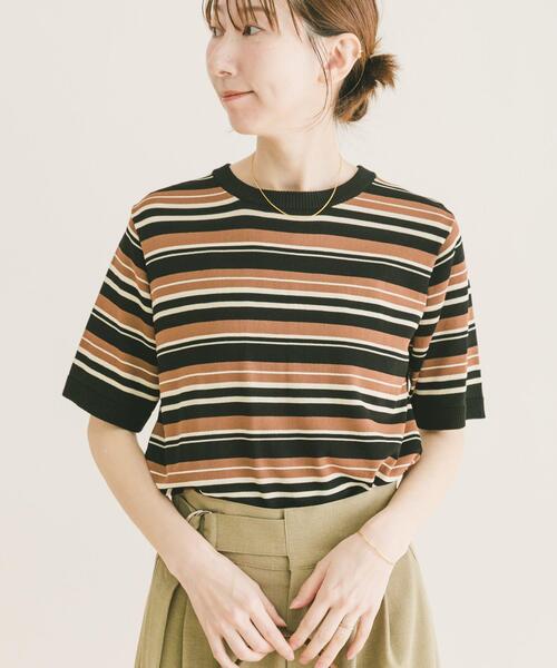 ITEMS URBANRESEARCH(アイテムズ アーバンリサーチ)の「マルチボーダー半袖ニット(ニット/セーター・レディース・ブラウン/ネイビー/ホワイト・FREE)」の19枚目の写真