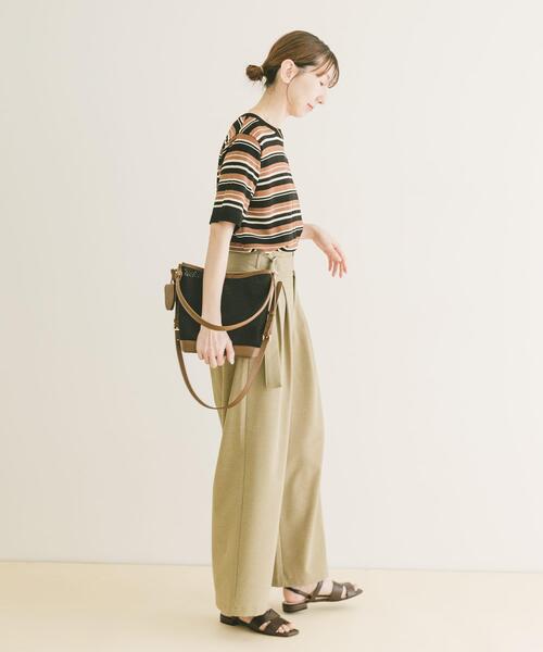 ITEMS URBANRESEARCH(アイテムズ アーバンリサーチ)の「マルチボーダー半袖ニット(ニット/セーター・レディース・ブラウン/ネイビー/ホワイト・FREE)」の21枚目の写真