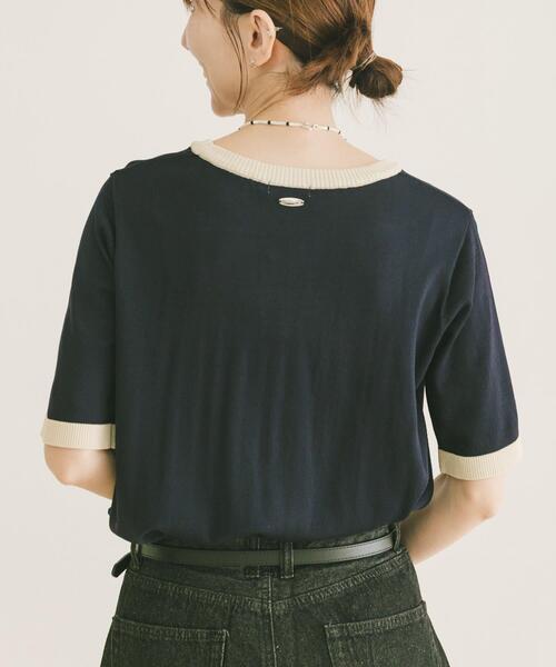 ITEMS URBANRESEARCH(アイテムズ アーバンリサーチ)の「マルチボーダー半袖ニット(ニット/セーター・レディース・ブラウン/ネイビー/ホワイト・FREE)」の4枚目の写真