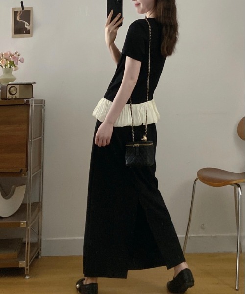 LUCPY(ラクピー)の「ドレープトップス×スカートセットアップ(その他トップス・レディース・ブラック・X-LARGE/XXX-LARGE/XX-LARGE/LARGE)」の3枚目の写真
