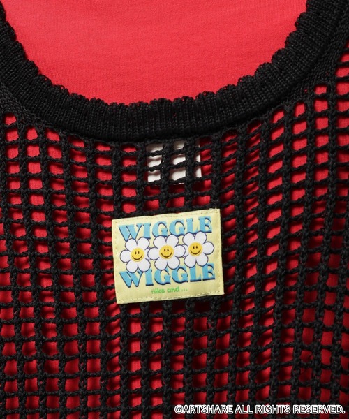 WIGGLE WIGGLE（ウィグルウィグル）の「【wiggle wiggle(ウィグルウィグル)】コラボ レイヤードメッシュワンピース（ワンピース・レディース・ブラック/レッド・FREE）」の18枚目の写真