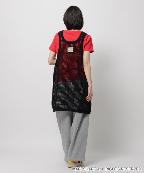 WIGGLE WIGGLE（ウィグルウィグル）の「【wiggle wiggle(ウィグルウィグル)】コラボ レイヤードメッシュワンピース（ワンピース・レディース・ブラック/レッド・FREE）」の5枚目の写真