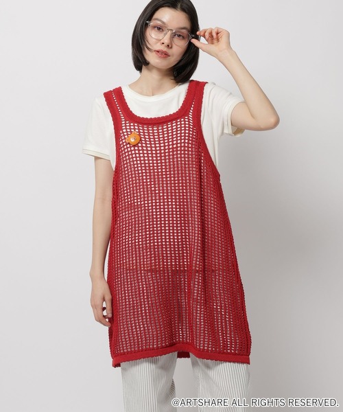WIGGLE WIGGLE（ウィグルウィグル）の「【wiggle wiggle(ウィグルウィグル)】コラボ レイヤードメッシュワンピース（ワンピース・レディース・ブラック/レッド・FREE）」の11枚目の写真
