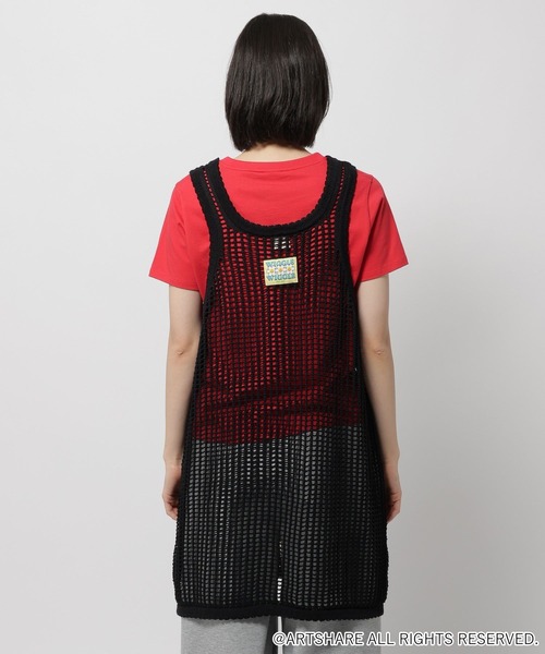WIGGLE WIGGLE（ウィグルウィグル）の「【wiggle wiggle(ウィグルウィグル)】コラボ レイヤードメッシュワンピース（ワンピース・レディース・ブラック/レッド・FREE）」の14枚目の写真
